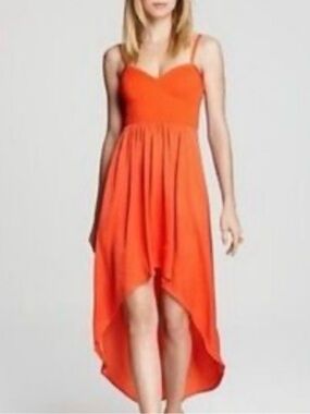 Mimi Chica Y2K Sleeveless High Low Sundress | Vivid Coral | Size Small
